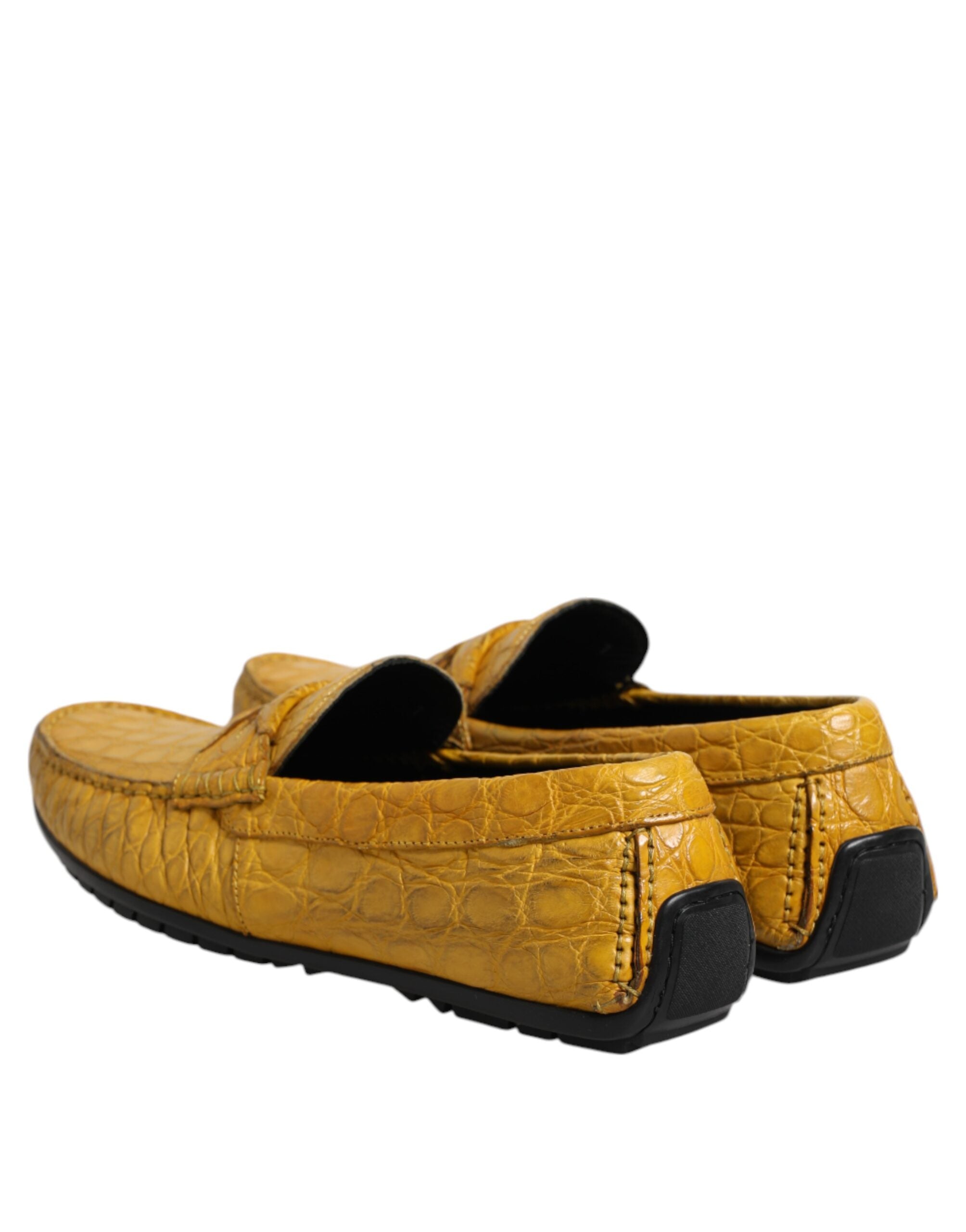 Dolce & Gabbana Yellow Exotic Leather Loafers Slip-On Shoes