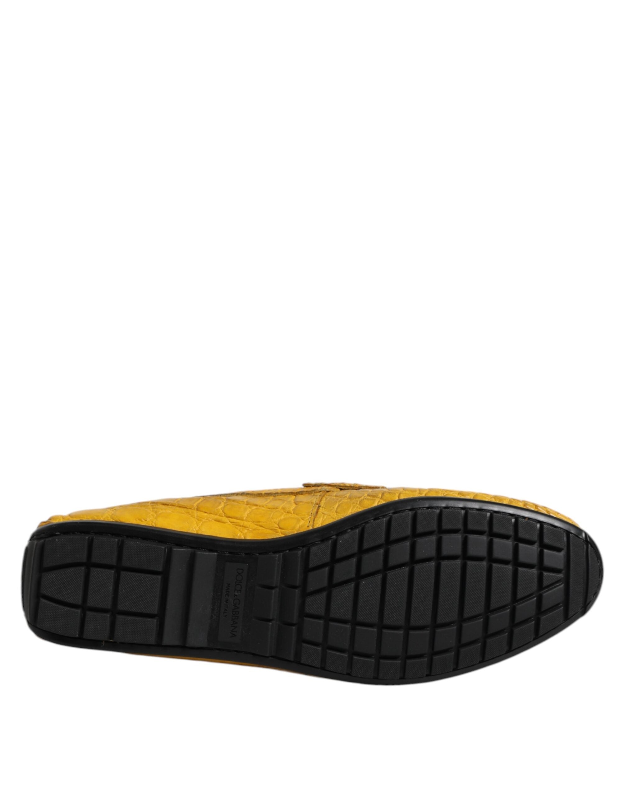 Dolce & Gabbana Yellow Exotic Leather Loafers Slip-On Shoes