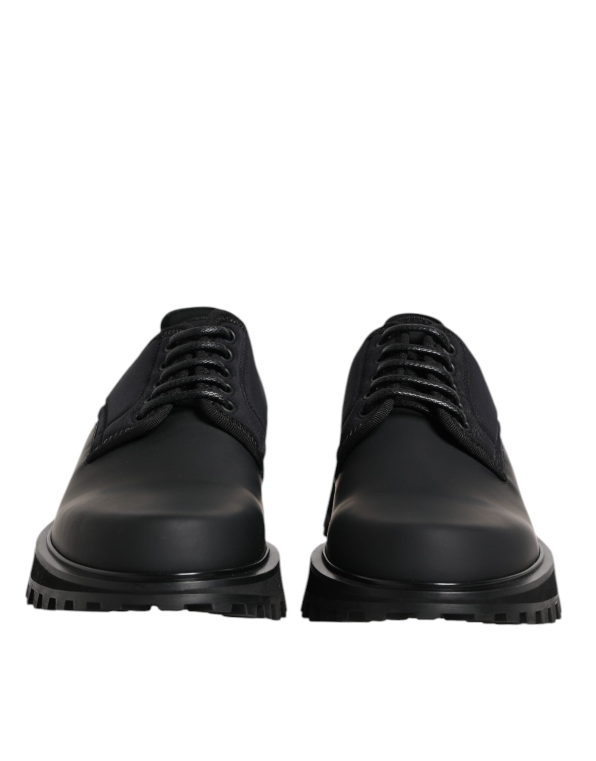 Dolce & Gabbana Black Leather Lace-Up Trekking Shoes