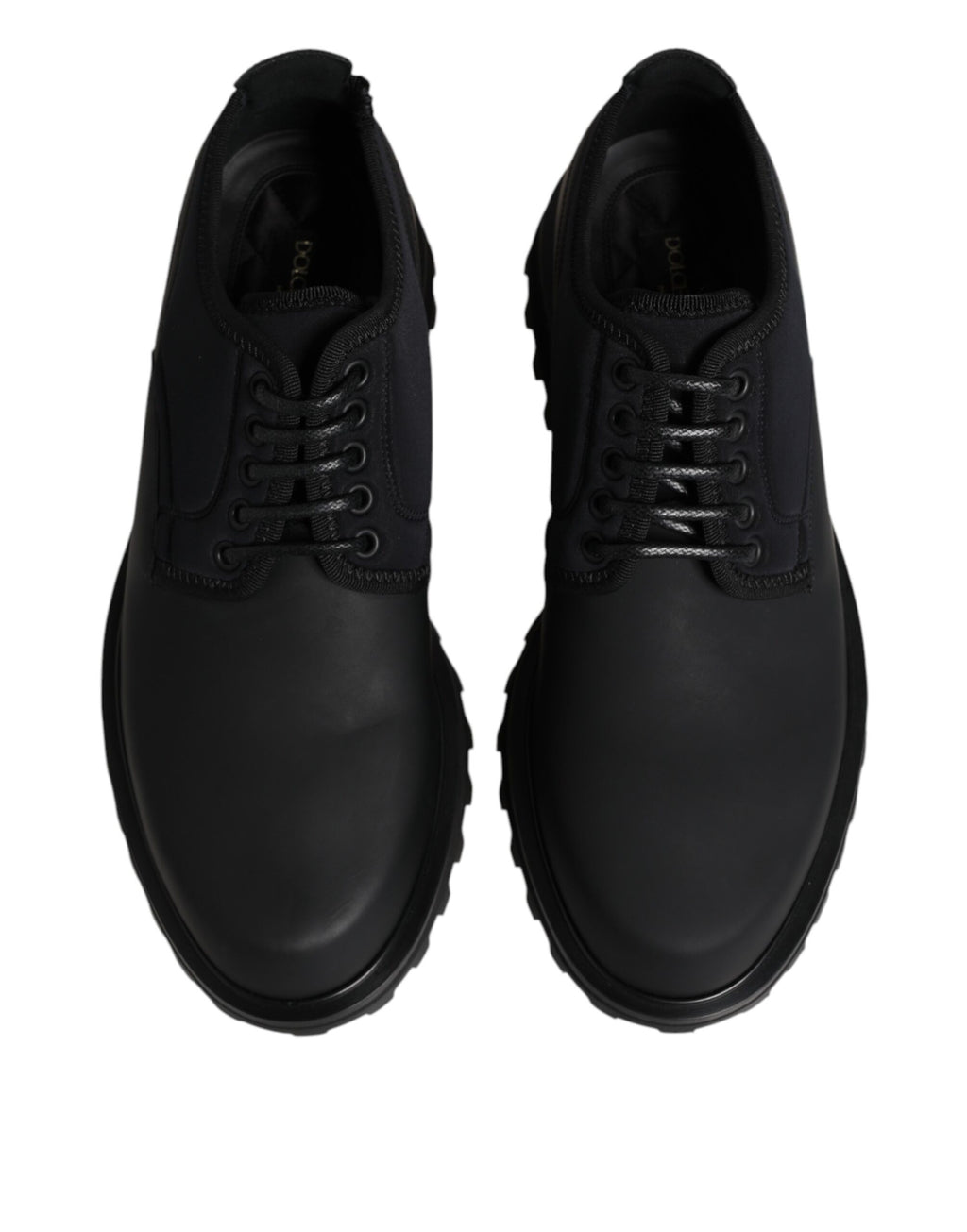 Dolce & Gabbana Black Leather Lace-Up Trekking Shoes