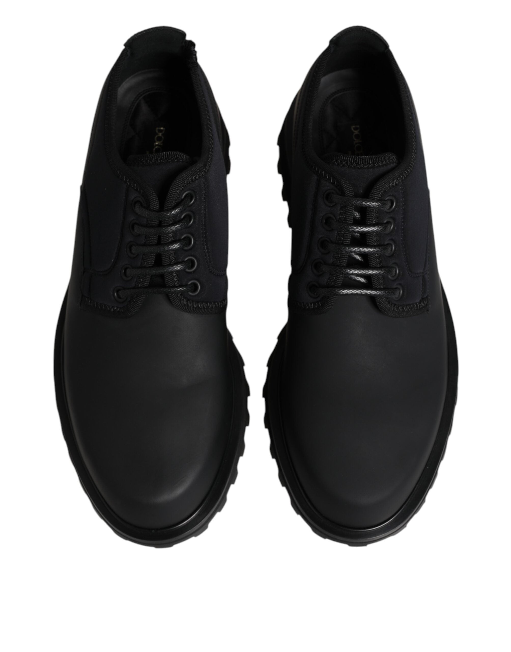 Dolce & Gabbana Black Leather Lace-Up Trekking Shoes