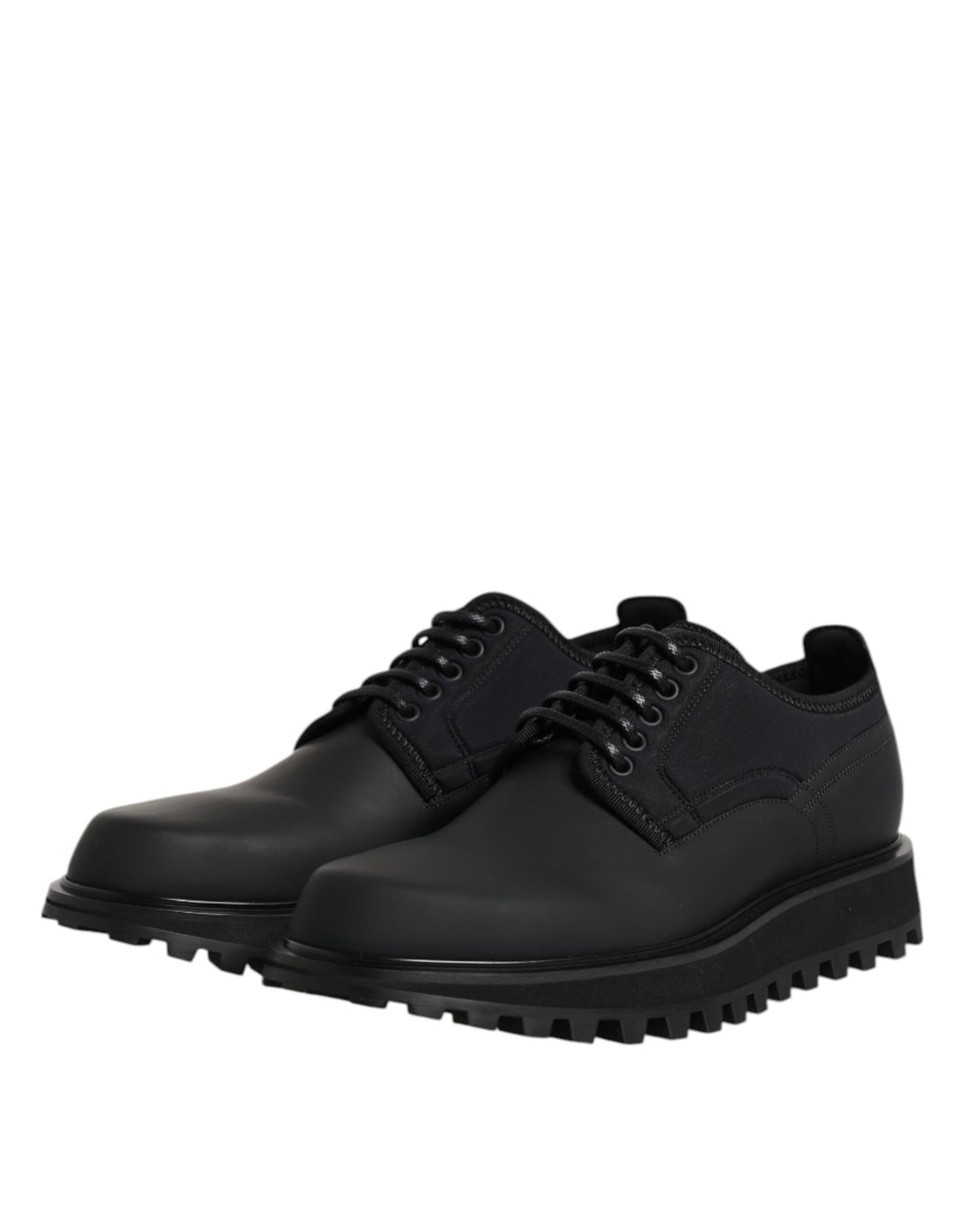 Dolce & Gabbana Black Leather Lace-Up Trekking Shoes