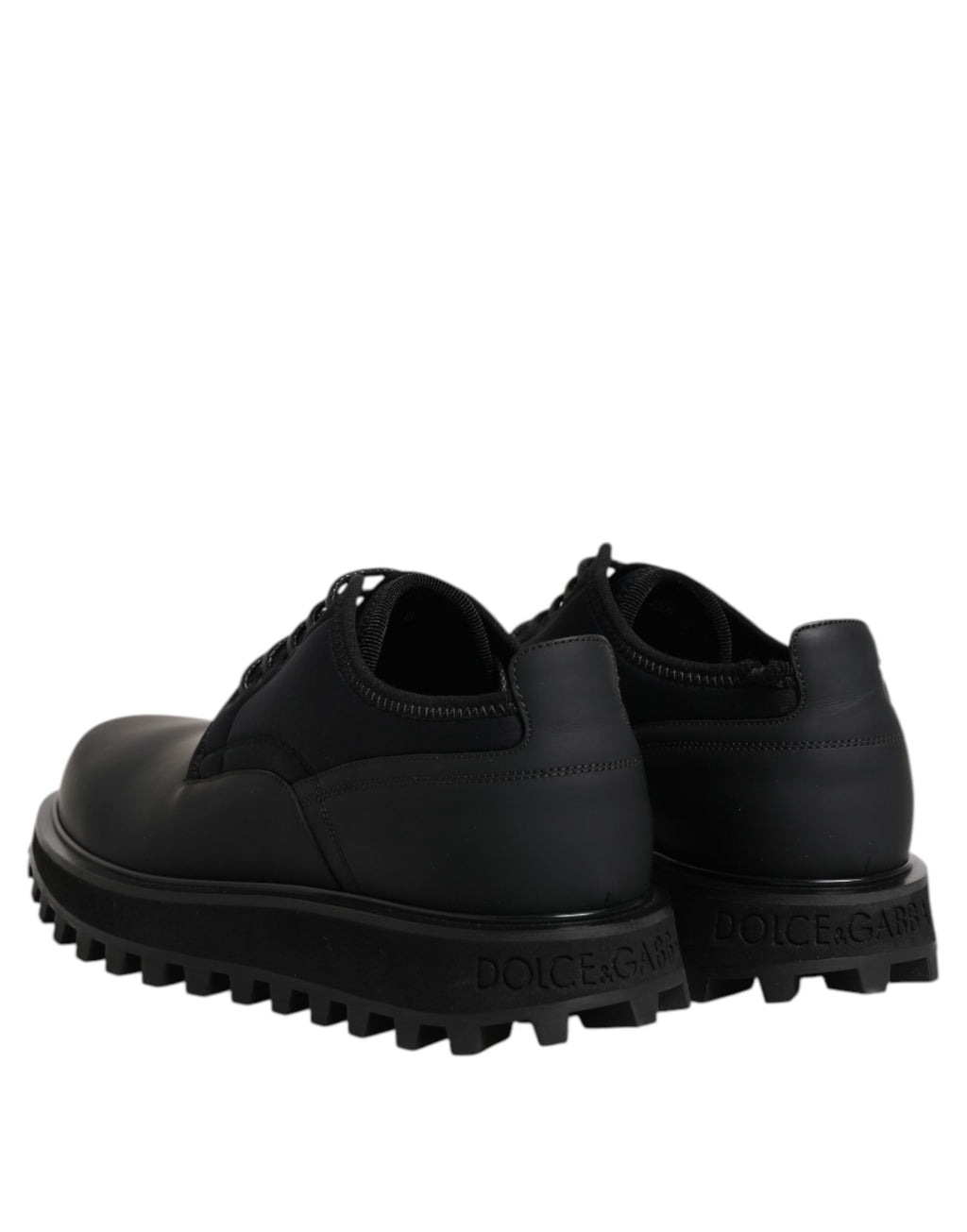 Dolce & Gabbana Black Leather Lace-Up Trekking Shoes