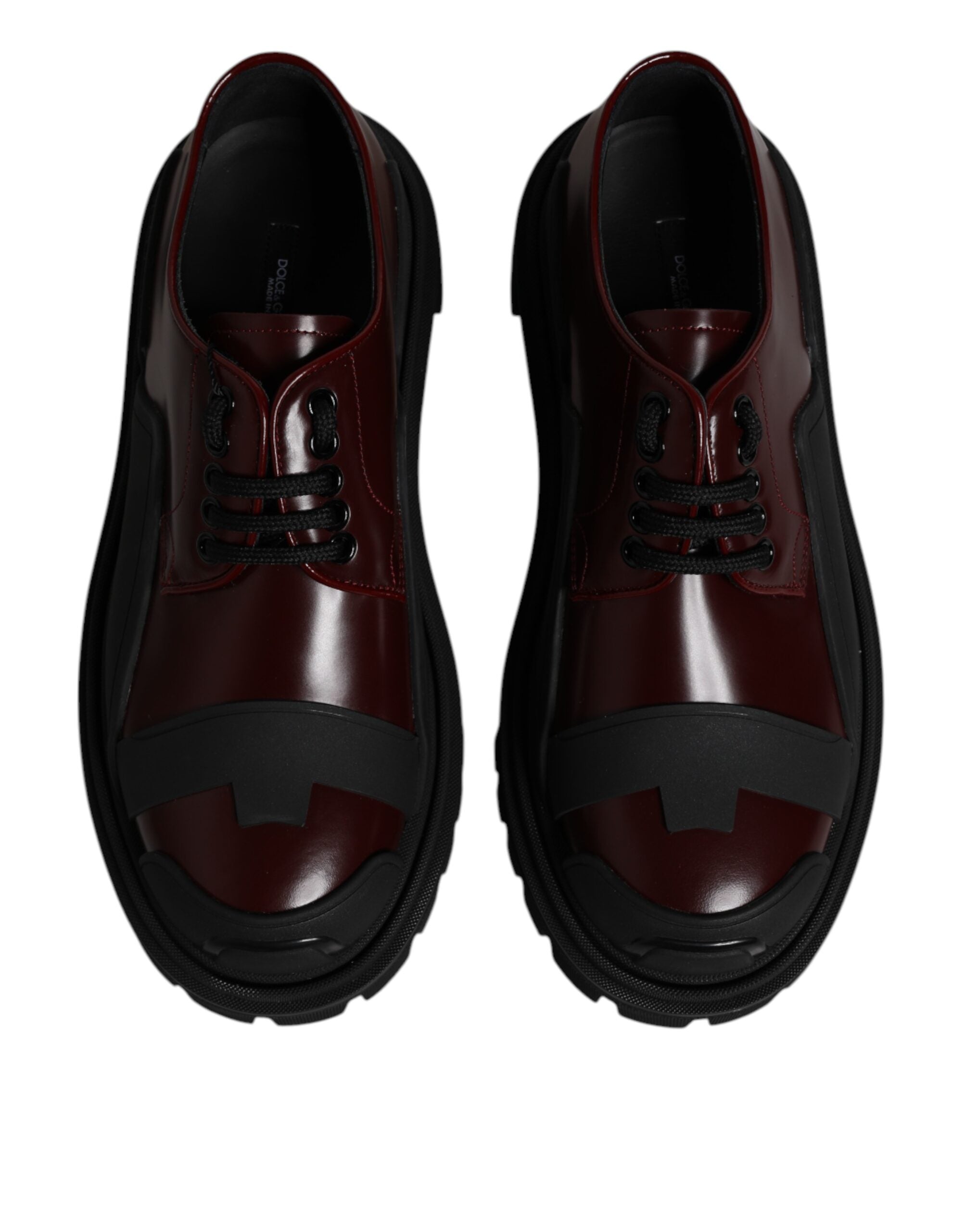 Dolce & Gabbana Red Leather Lace-Up Shoes for Trekking Suits