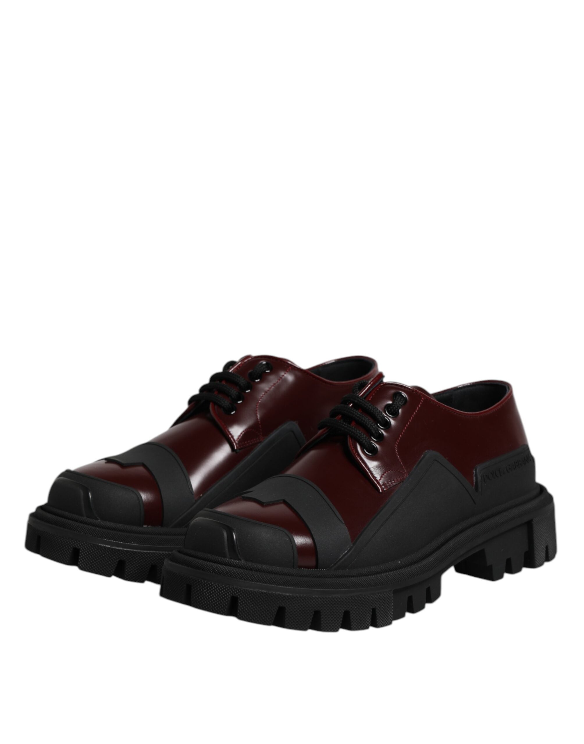 Dolce & Gabbana Red Leather Lace-Up Shoes for Trekking Suits