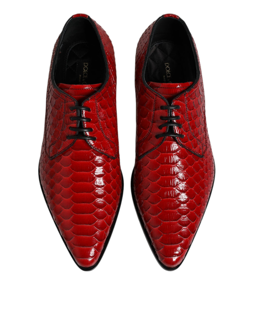 Dolce & Gabbana Red Exotic Leather Lace-Up Dress Derby Shoes