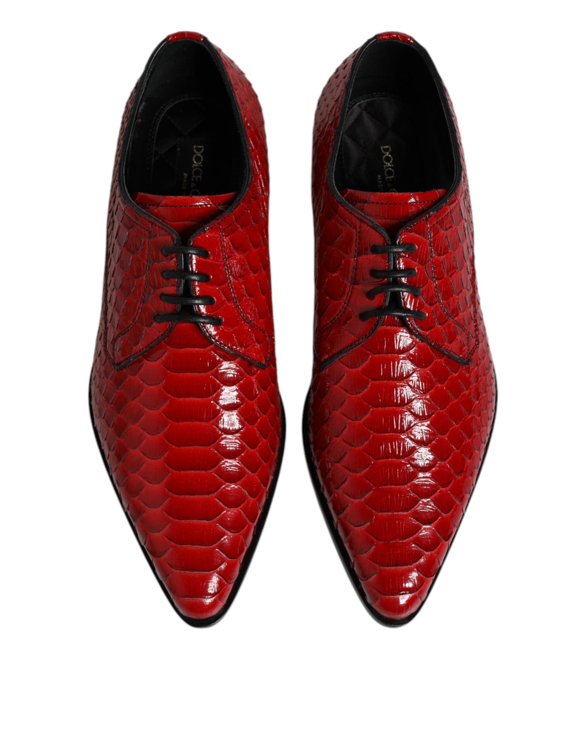 Dolce & Gabbana Red Exotic Leather Lace-Up Dress Derby Shoes
