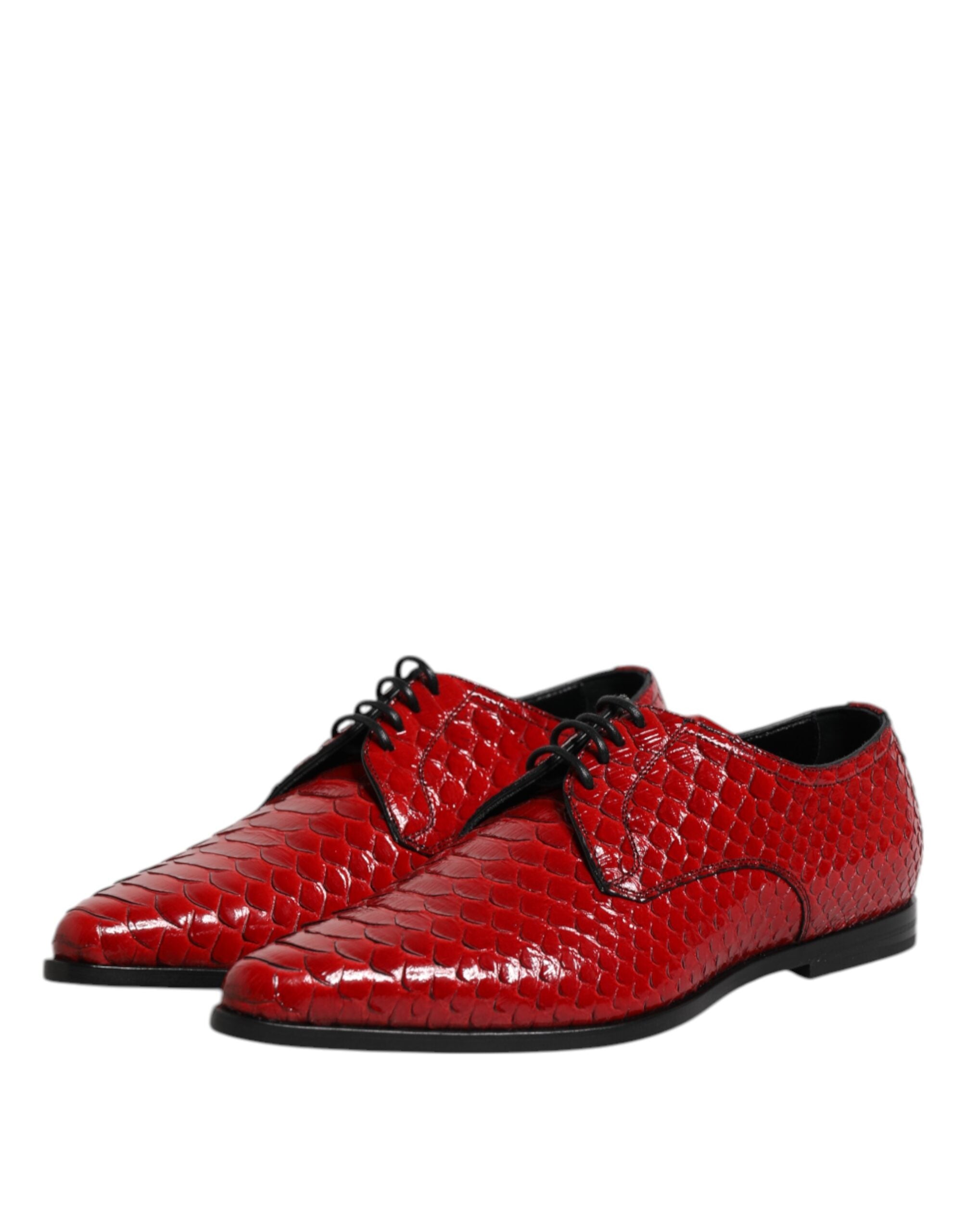 Dolce & Gabbana Red Exotic Leather Lace-Up Dress Derby Shoes
