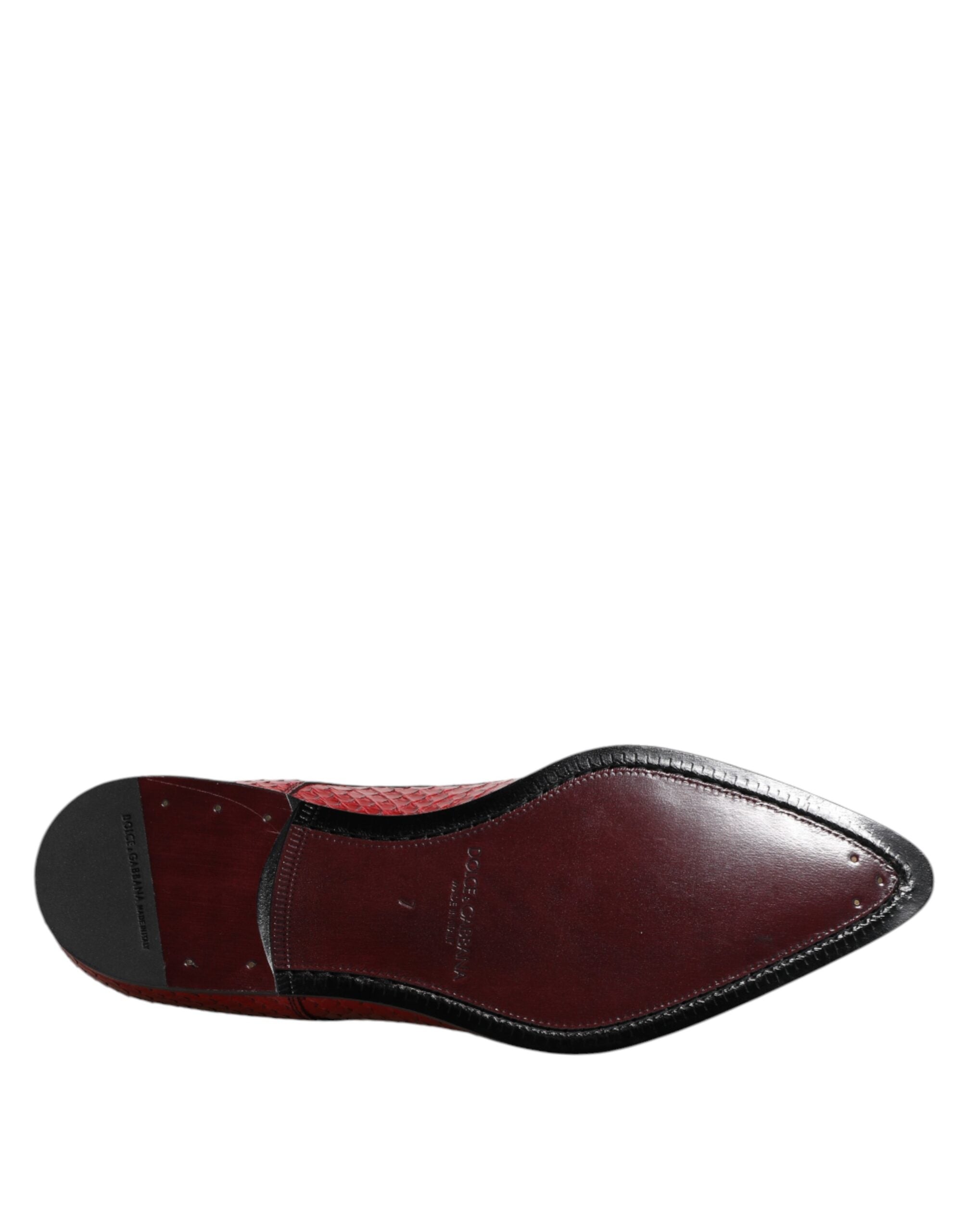 Dolce & Gabbana Red Exotic Leather Lace-Up Dress Derby Shoes
