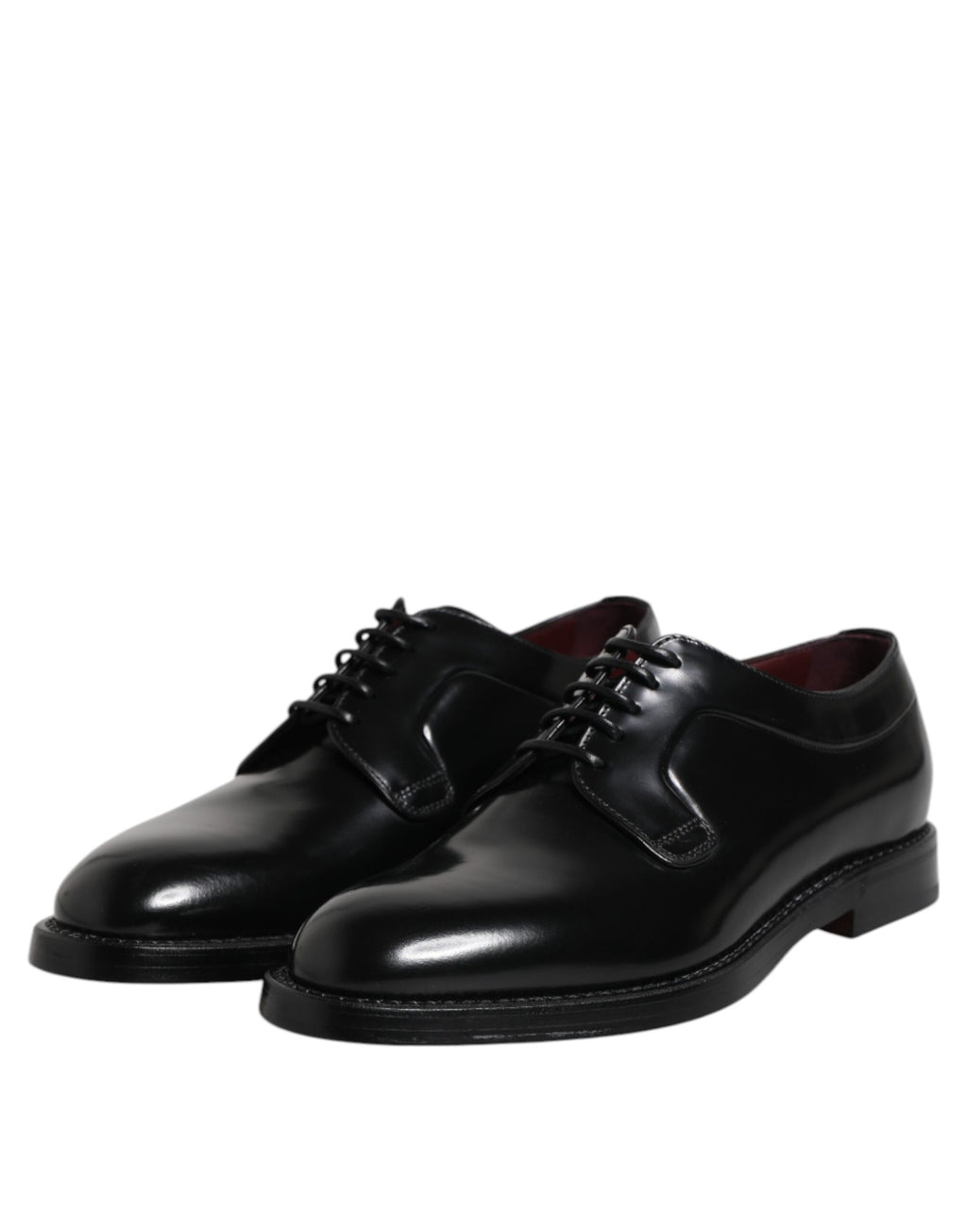 Dolce & Gabbana Black Calfskin Lace-up Dress Derby Shoes