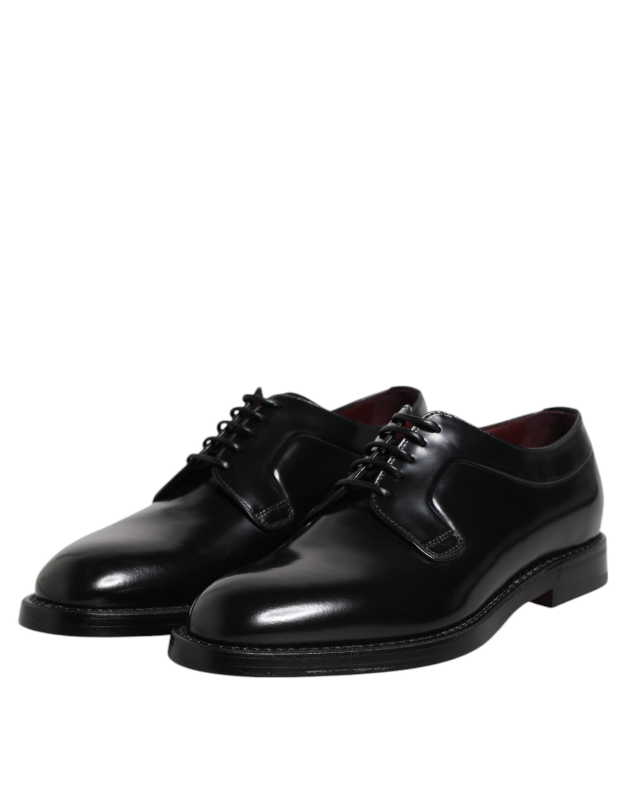 Dolce & Gabbana Black Calfskin Lace-up Dress Derby Shoes