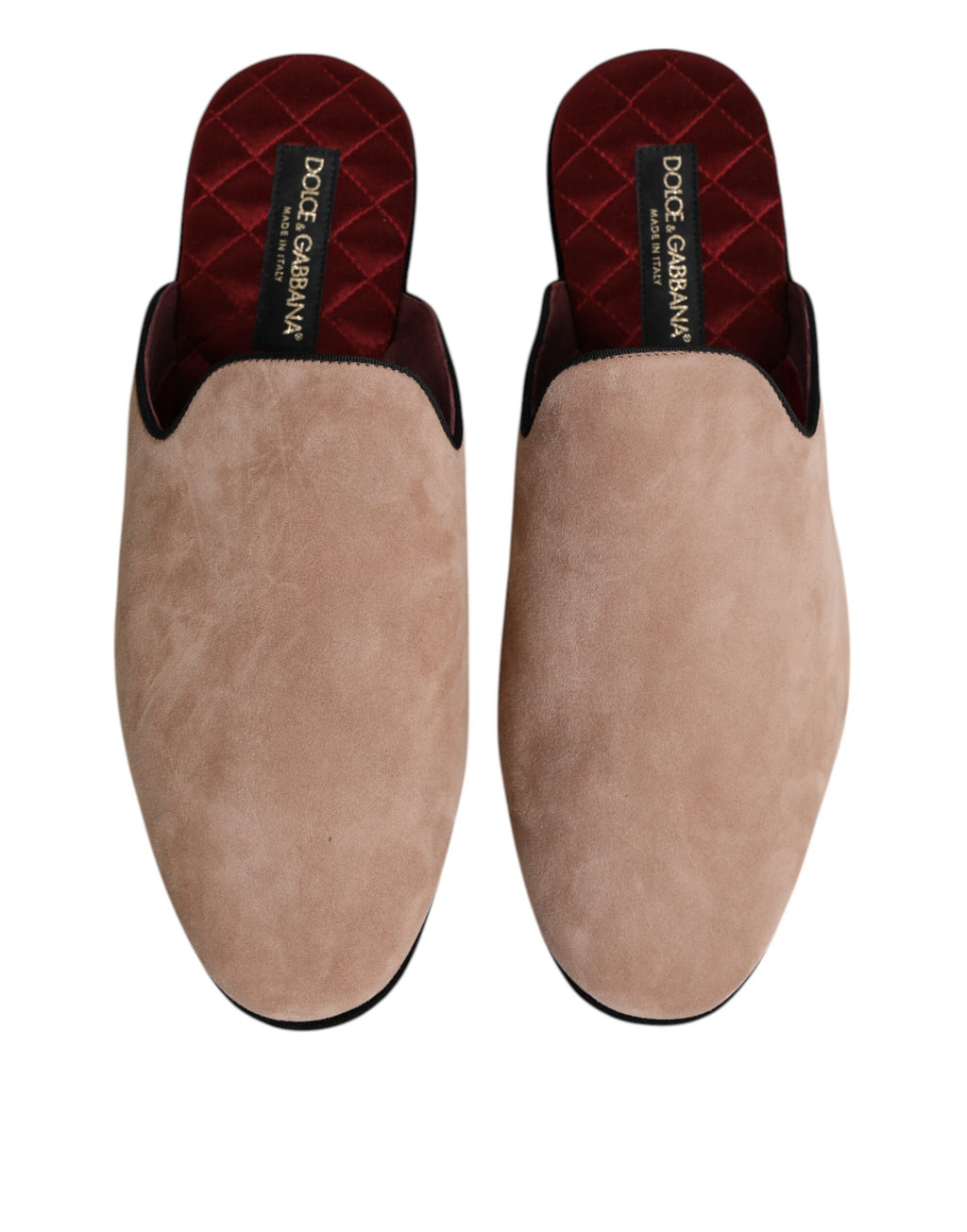 Dolce & Gabbana Beige Goatskin Suede Slippers Flat House Shoes