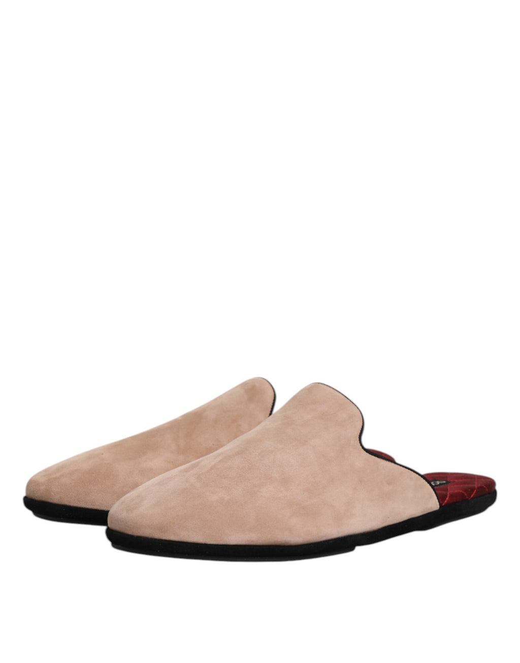Dolce & Gabbana Beige Goatskin Suede Slippers Flat House Shoes