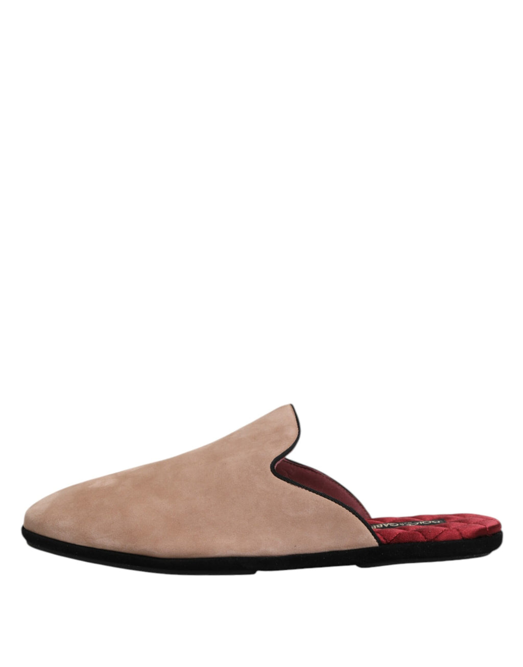 Dolce & Gabbana Beige Goatskin Suede Slippers Flat House Shoes
