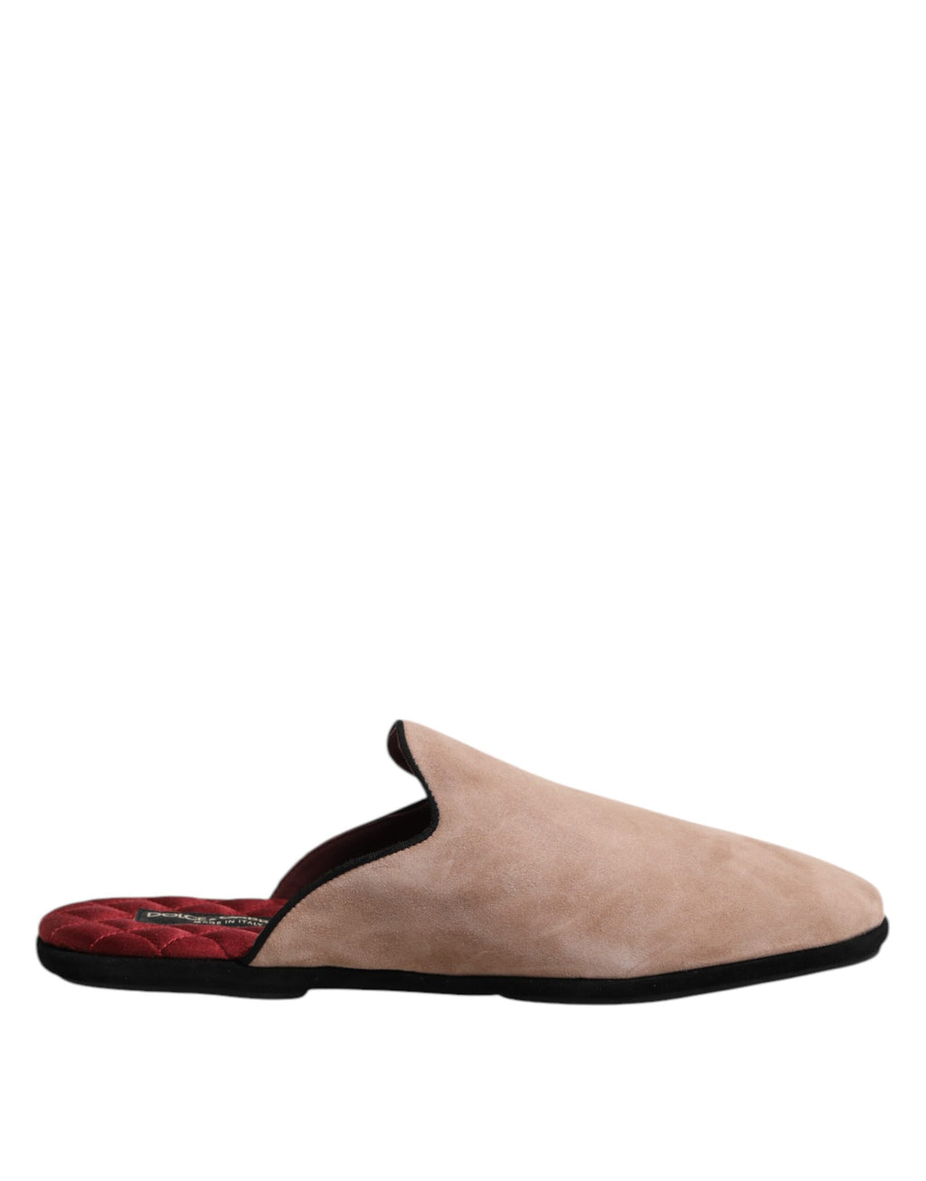 Dolce & Gabbana Beige Goatskin Suede Slippers Flat House Shoes