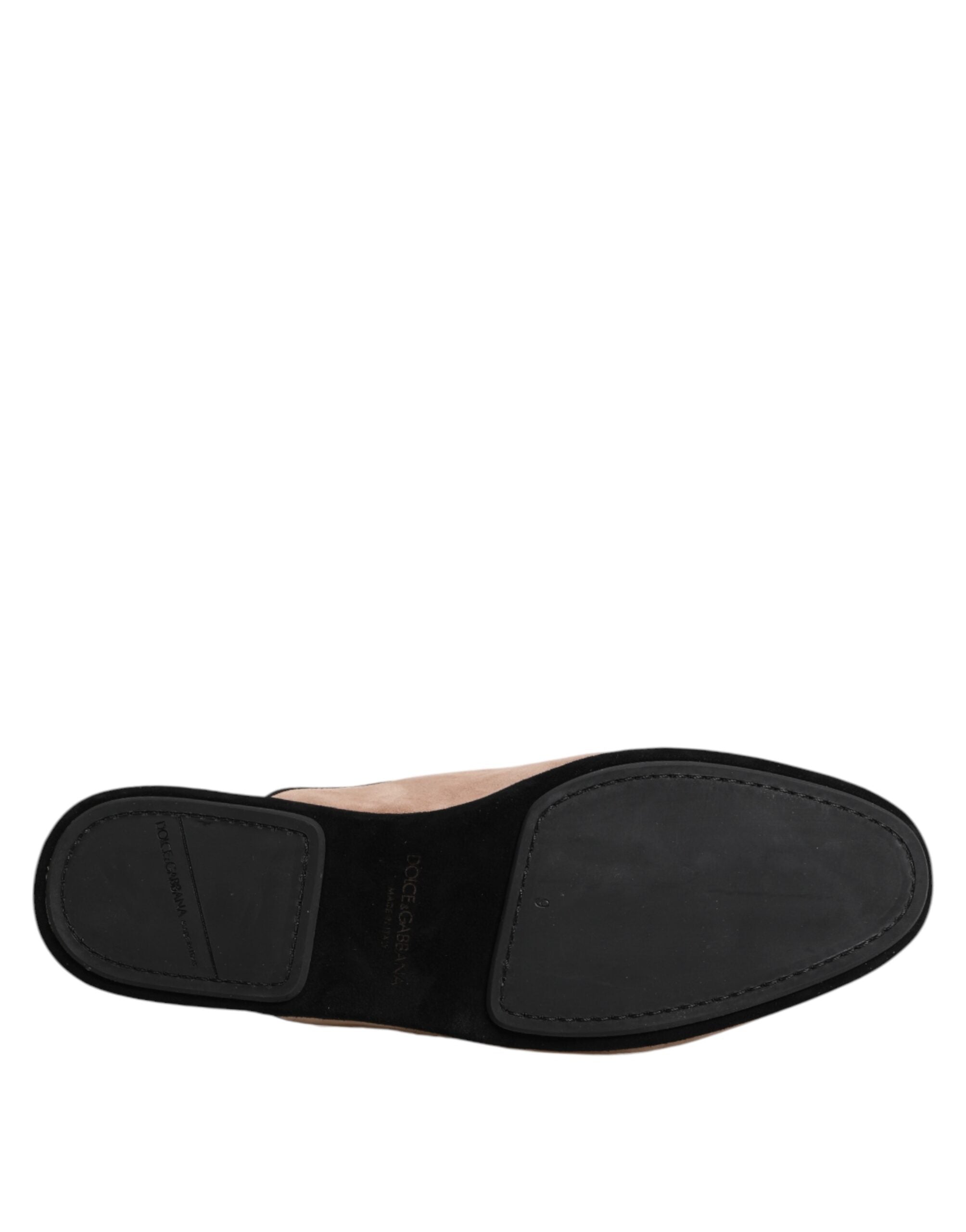 Dolce & Gabbana Beige Goatskin Suede Slippers Flat House Shoes