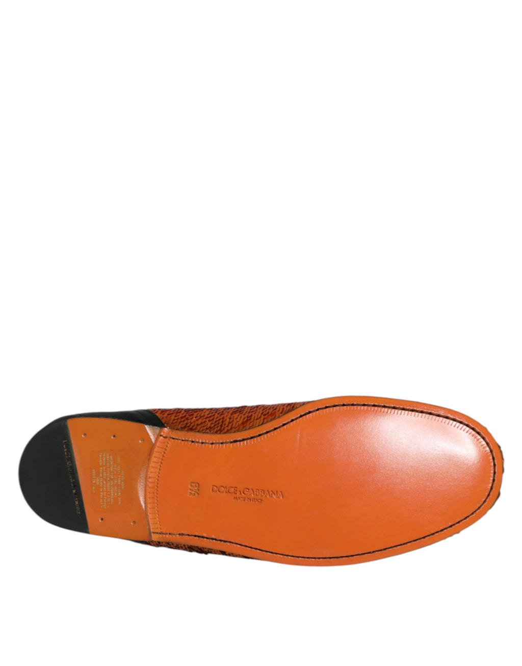 Dolce & Gabbana Orange Sequin Embellished Men's Loafers Shoes