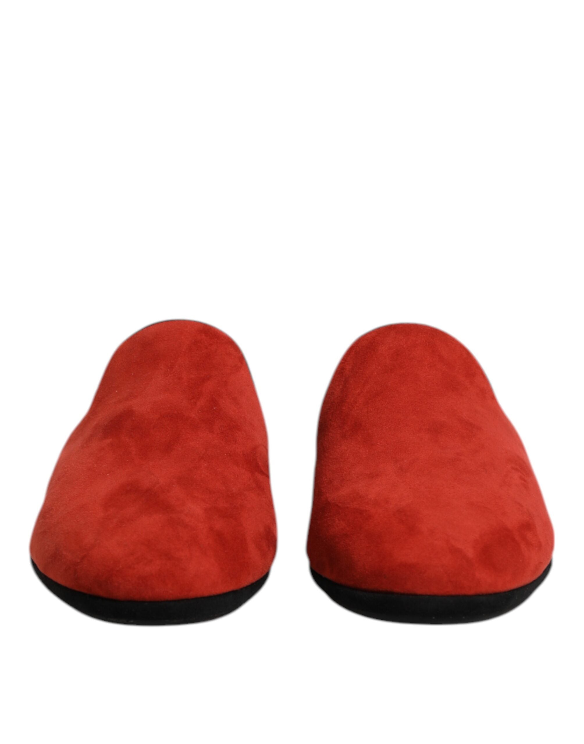 Dolce & Gabbana Orange Wildleder Pantoffeln Flache Hausschuhe