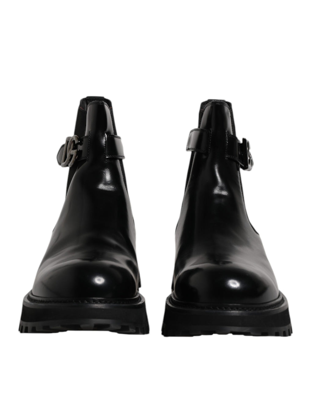 Dolce & Gabbana Black Belt DG Logo Men's Chelsea Boots Shoes