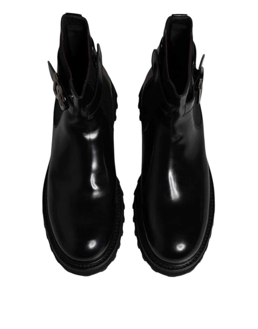 Dolce & Gabbana Black Belt DG Logo Men's Chelsea Boots Shoes