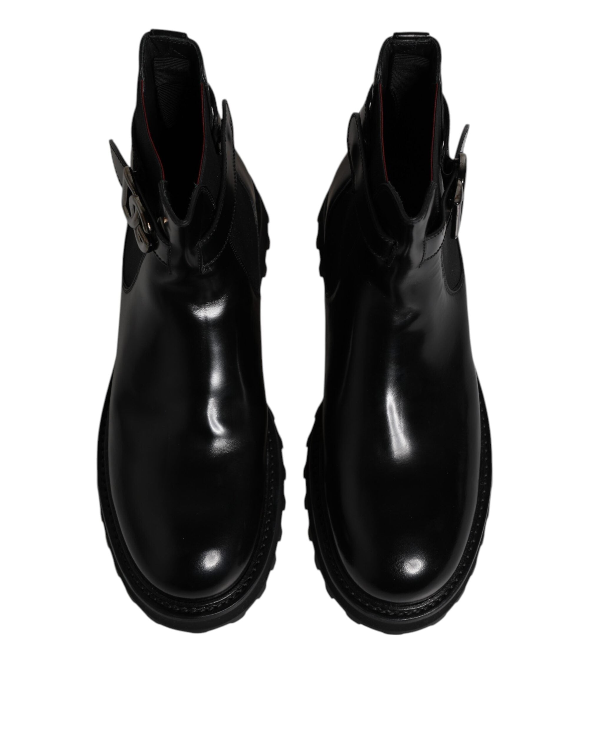 Dolce & Gabbana Black Belt DG Logo Men's Chelsea Boots Shoes