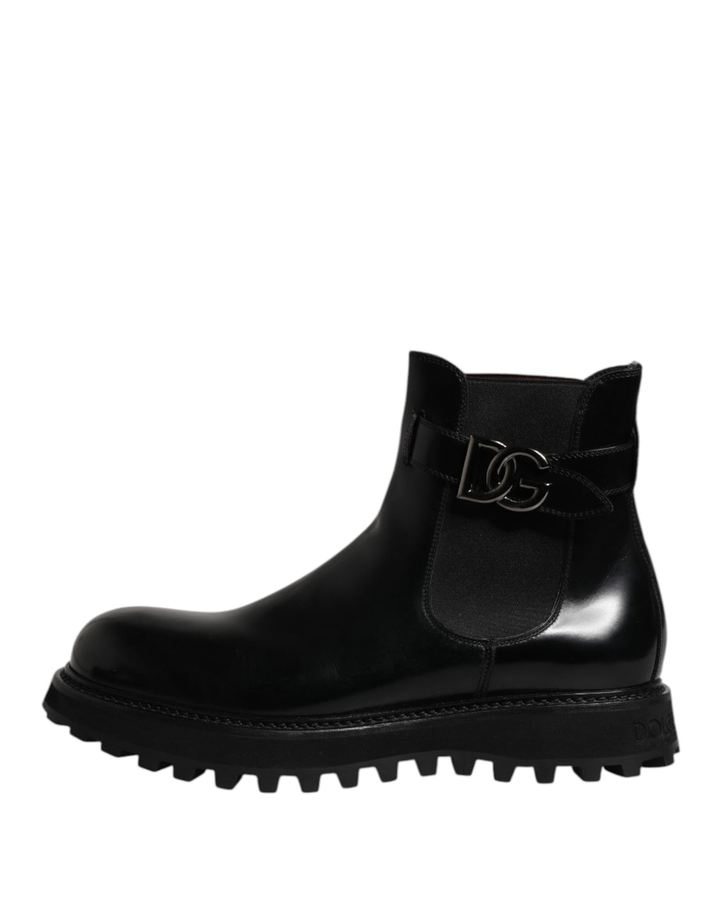Dolce & Gabbana Black Belt DG Logo Men's Chelsea Boots Shoes