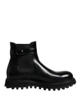 Dolce & Gabbana Black Belt DG Logo Men's Chelsea Boots Shoes