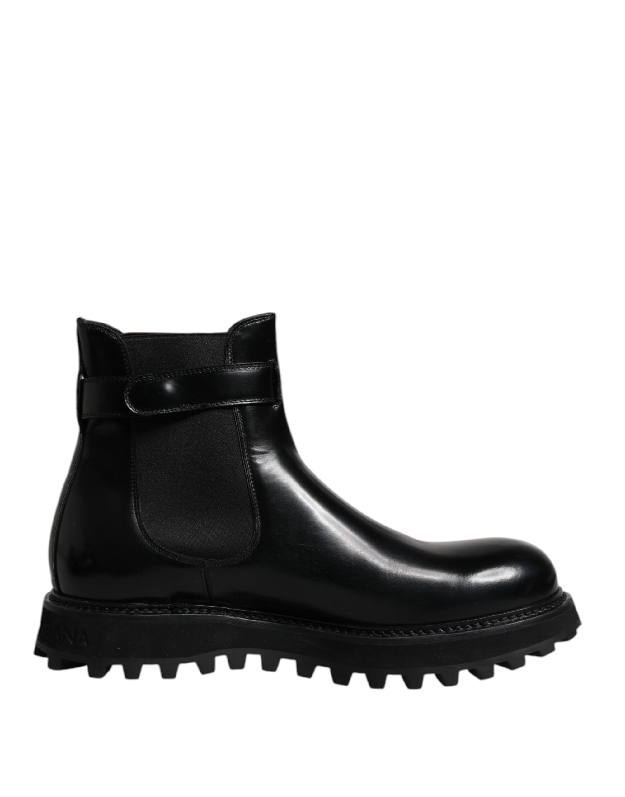 Dolce & Gabbana Black Belt DG Logo Men's Chelsea Boots Shoes