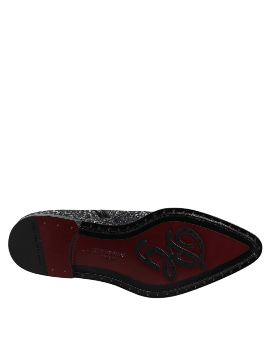 Dolce & Gabbana Dunkelgraue Baumwolle Pailletten Chelsea Boots Schuhe