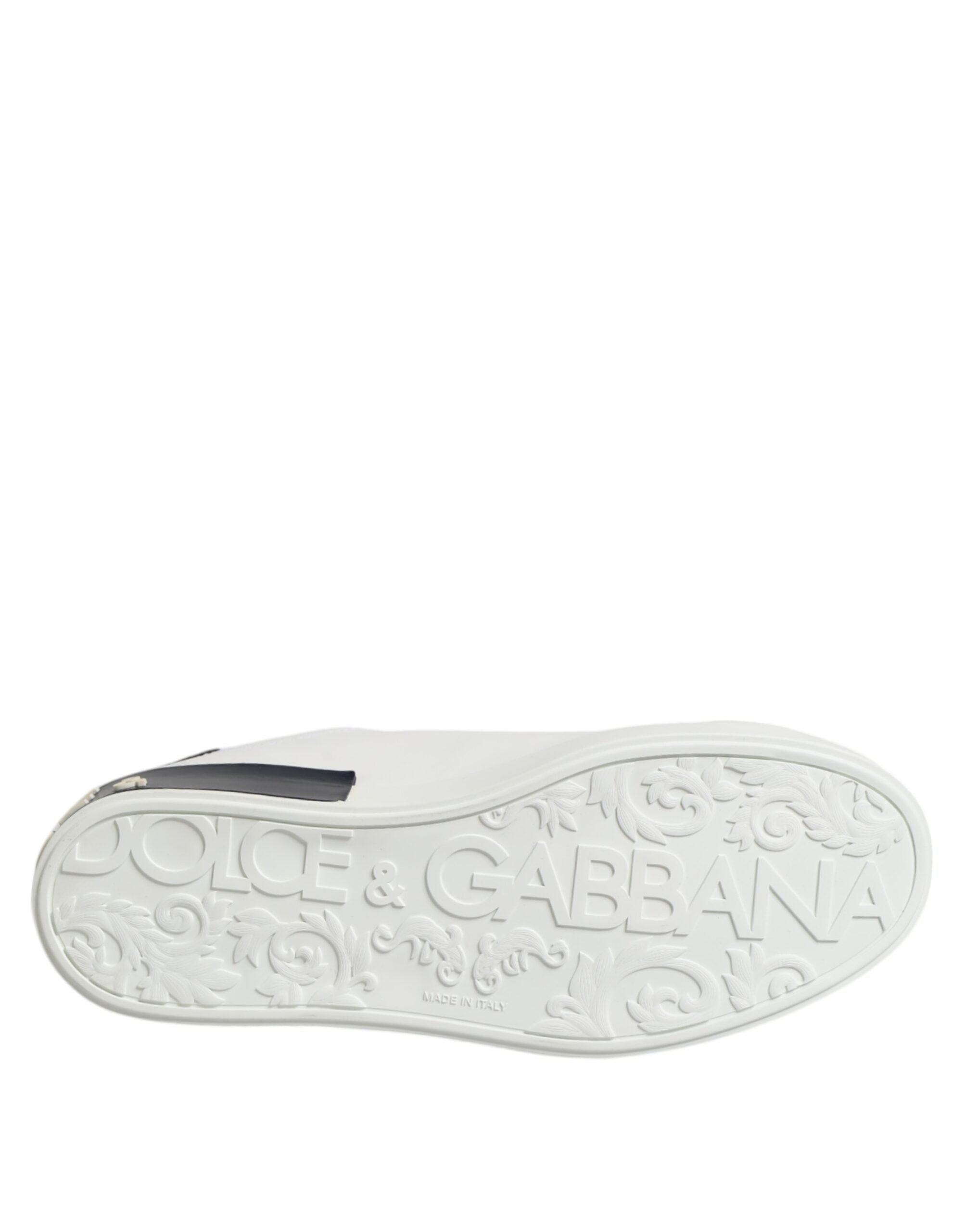 Dolce & Gabbana Weiß Schwarz Leder Portofino Sneaker Schuhe