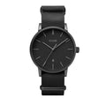 Cluse Schwarze Lederkleid-Uhr