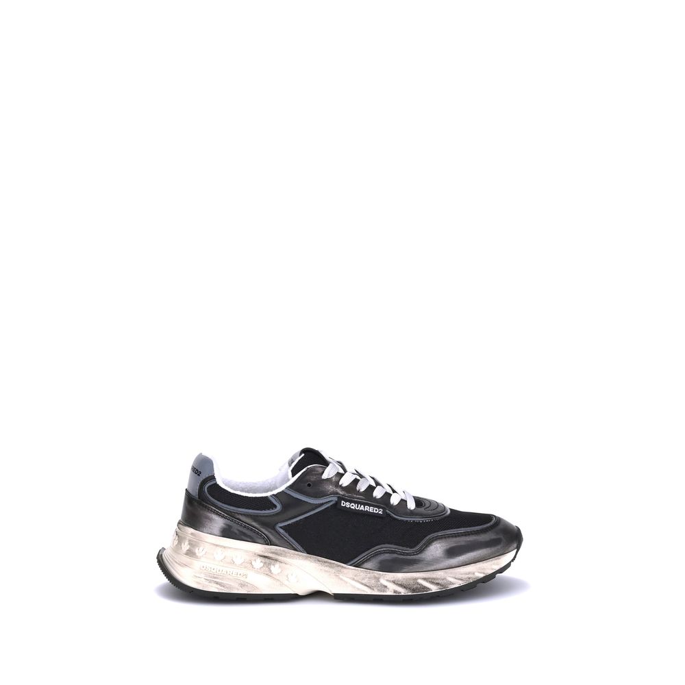 Dsquared² Black Calf Leather Bos Taurus Sneakers