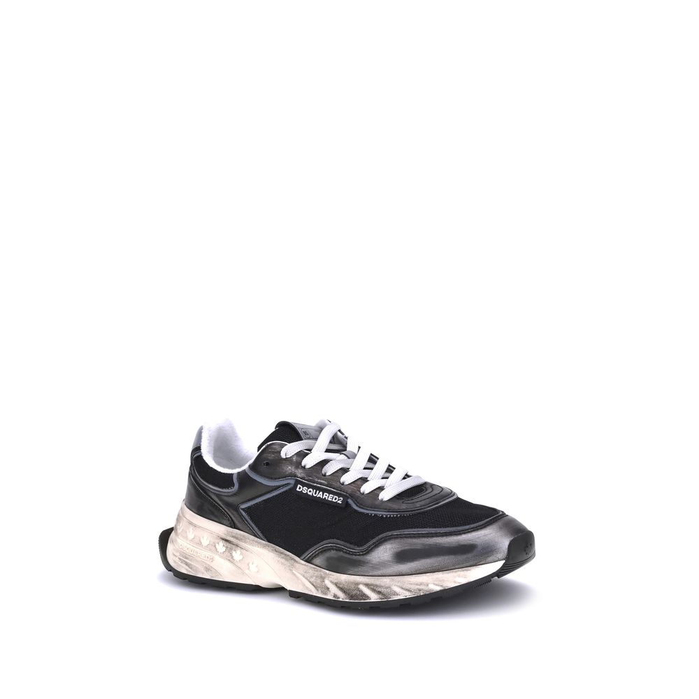 Dsquared² Black Calf Leather Bos Taurus Sneakers