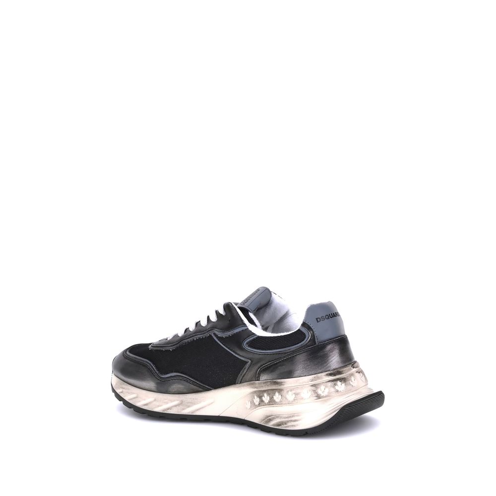 Dsquared² Black Calf Leather Bos Taurus Sneakers