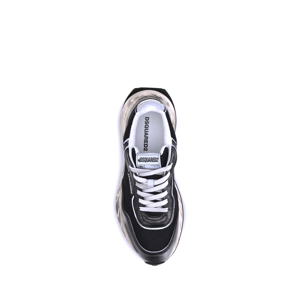 Dsquared² Black Calf Leather Bos Taurus Sneakers