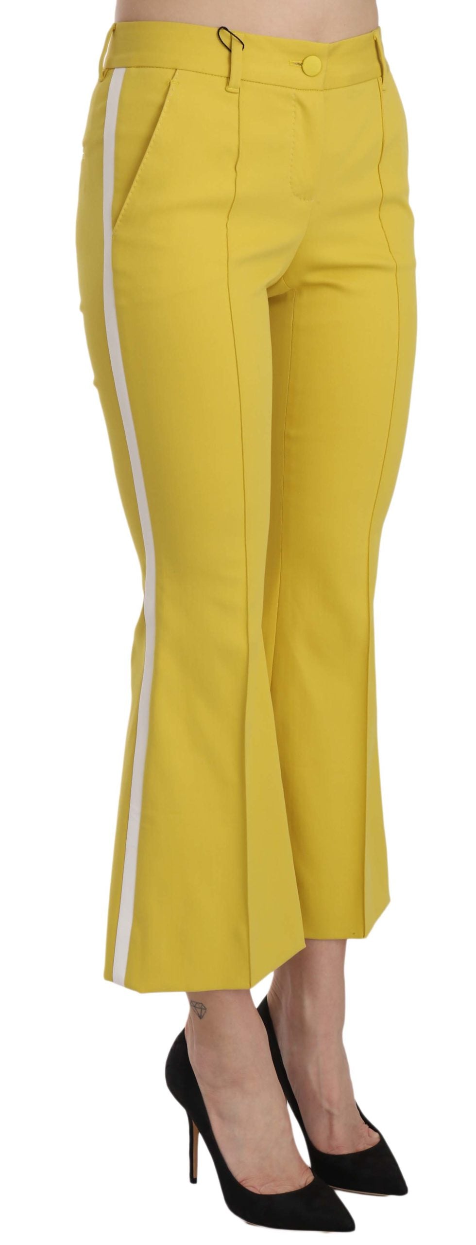 Dolce & Gabbana Gelbe ausgestellte Bootcut-Caprihose aus Baumwolle