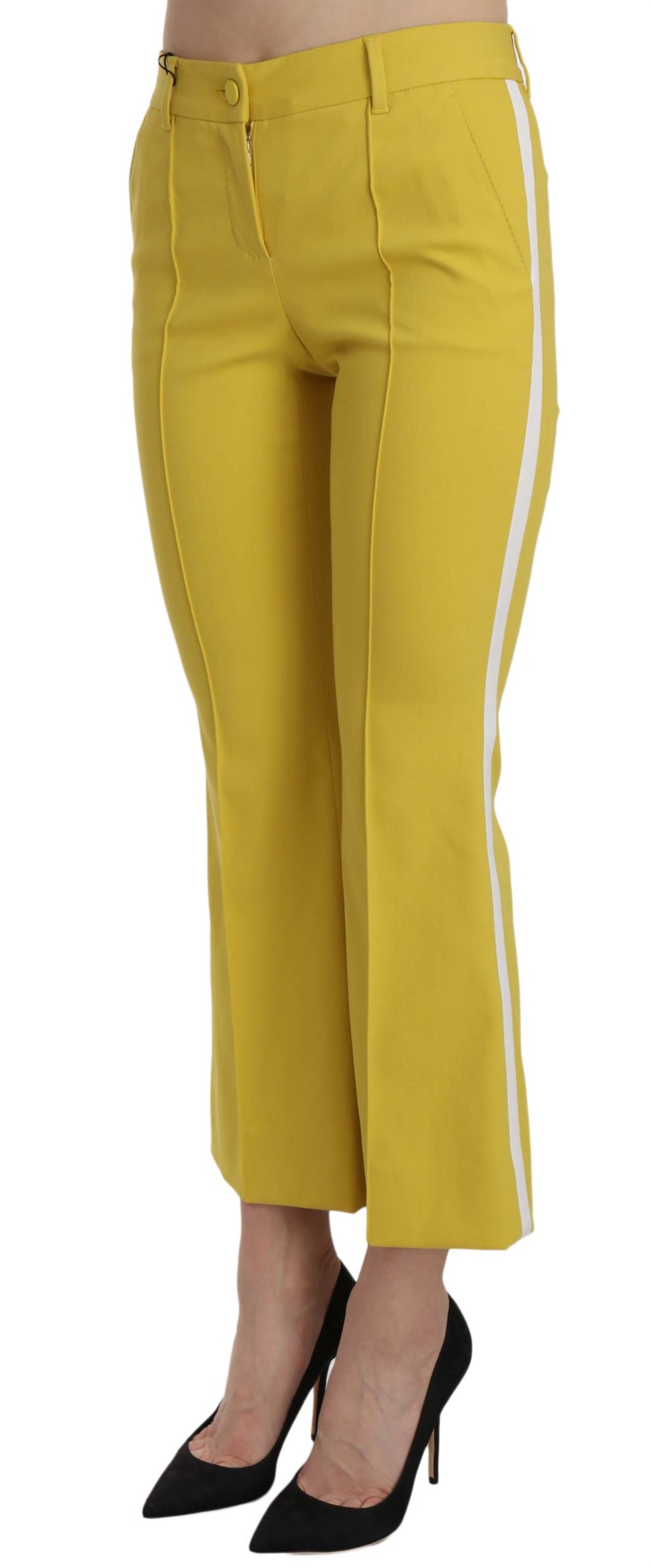 Dolce & Gabbana Gelbe ausgestellte Bootcut-Caprihose aus Baumwolle