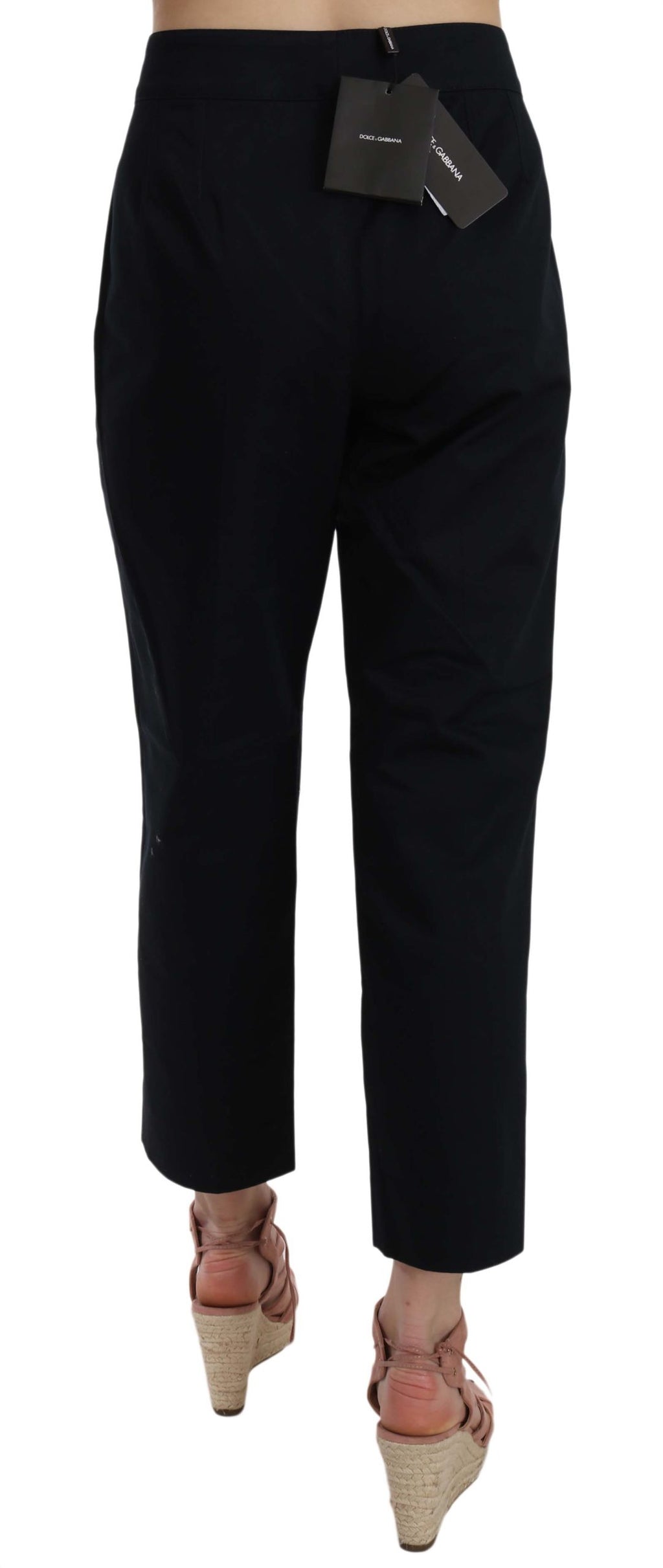 Dolce & Gabbana Schwarze verkürzte Hose mit verschönerten Knöpfen
