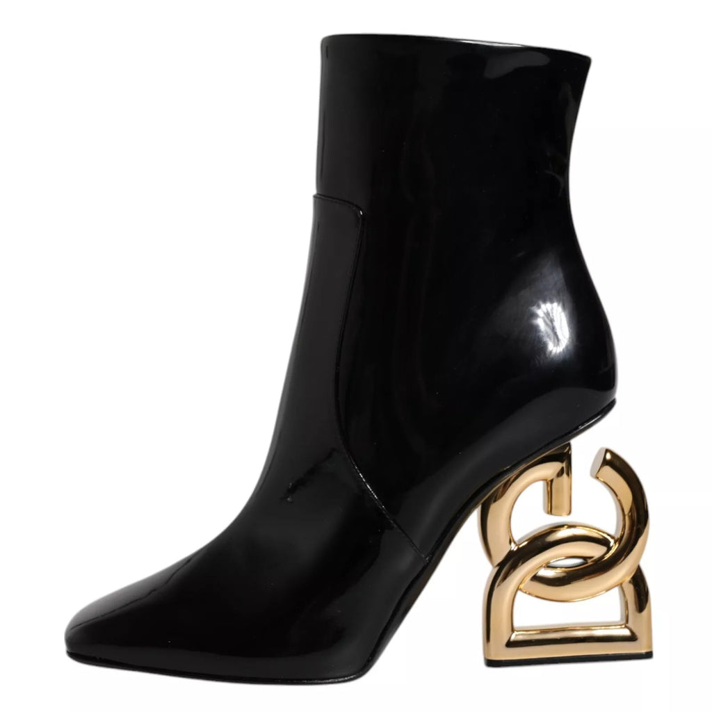 Dolce & Gabbana Black Jackie Leather Mid-Calf Boots Shoes