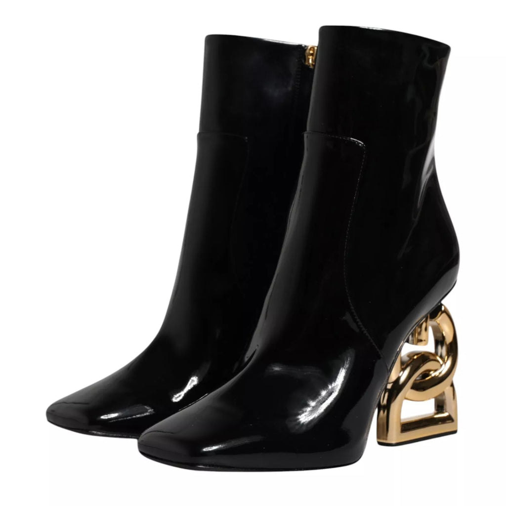 Dolce & Gabbana Black Jackie Leather Mid-Calf Boots Shoes