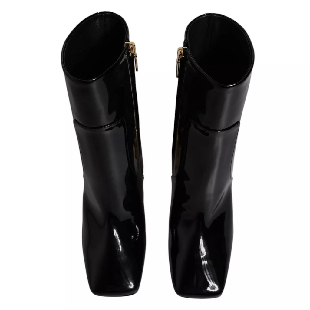 Dolce & Gabbana Black Jackie Leather Mid-Calf Boots Shoes