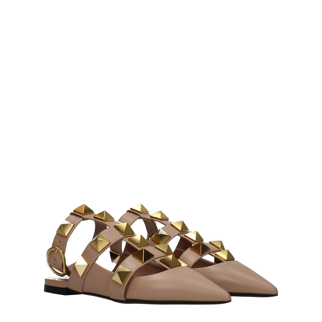 Valentino Garavani Flache Sandalen aus rosa Leder