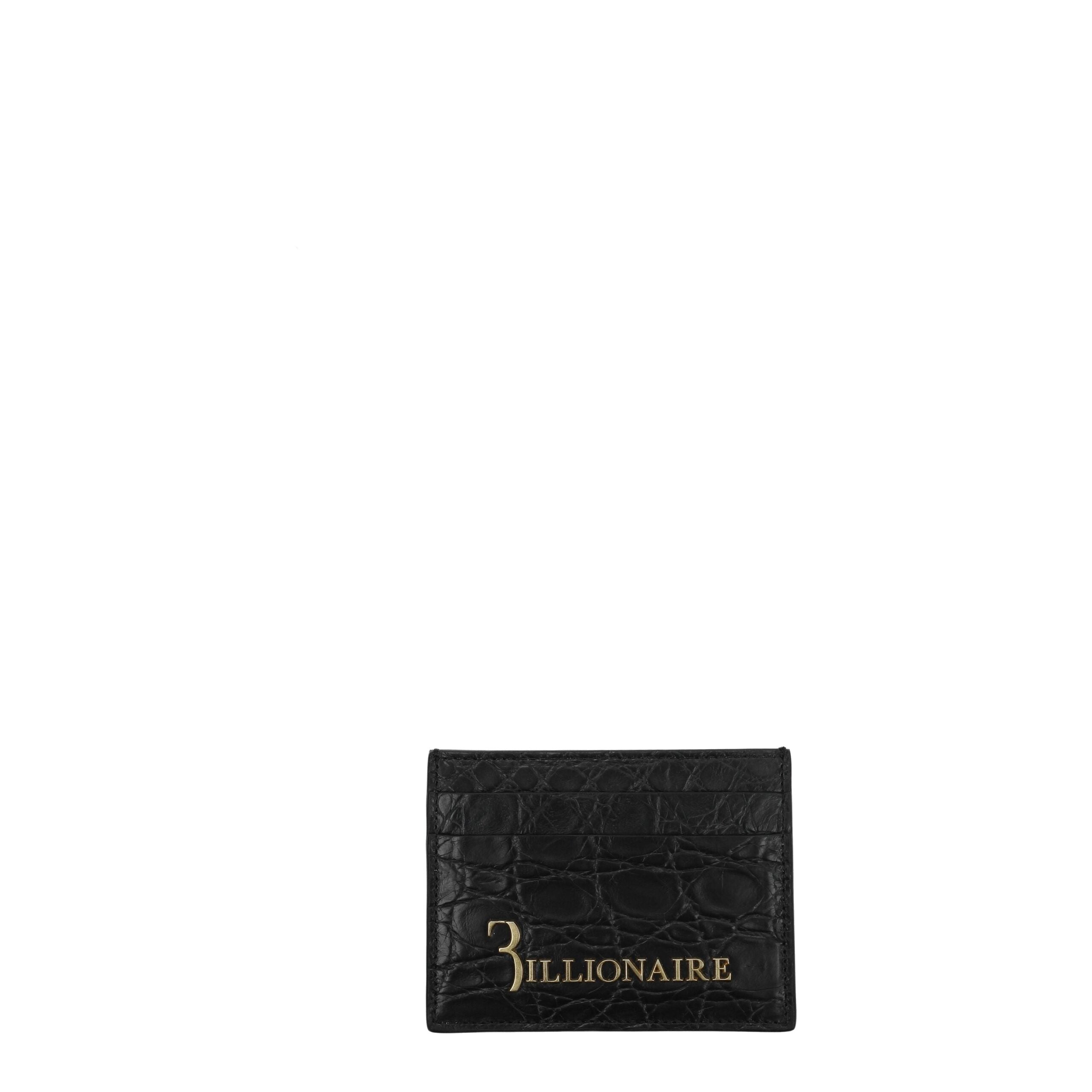 Billionaire Italian Couture Black Crocodile Leather Card Holder