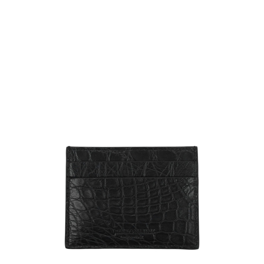 Billionaire Italian Couture Black Crocodile Leather Card Holder