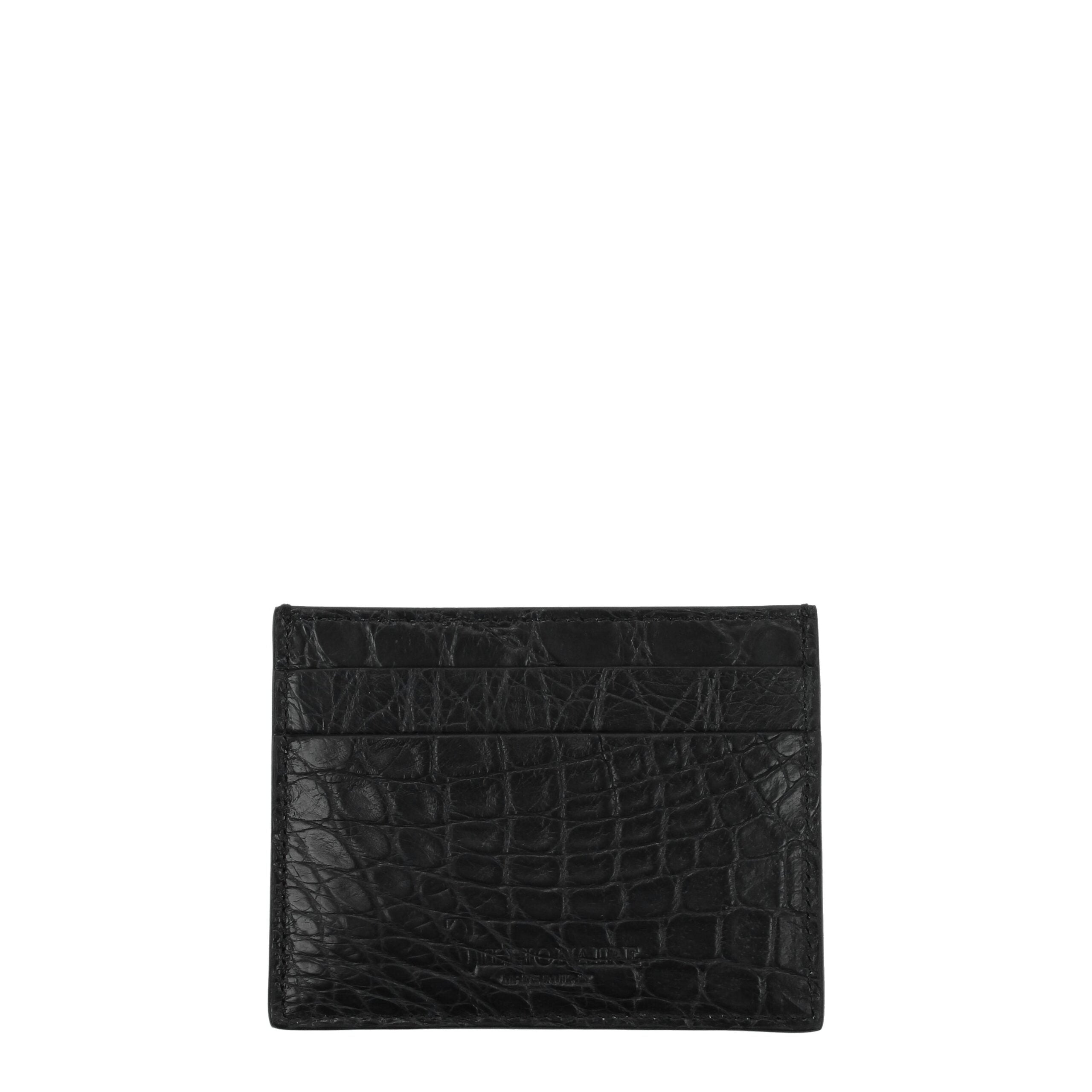 Billionaire Italian Couture Black Crocodile Leather Card Holder
