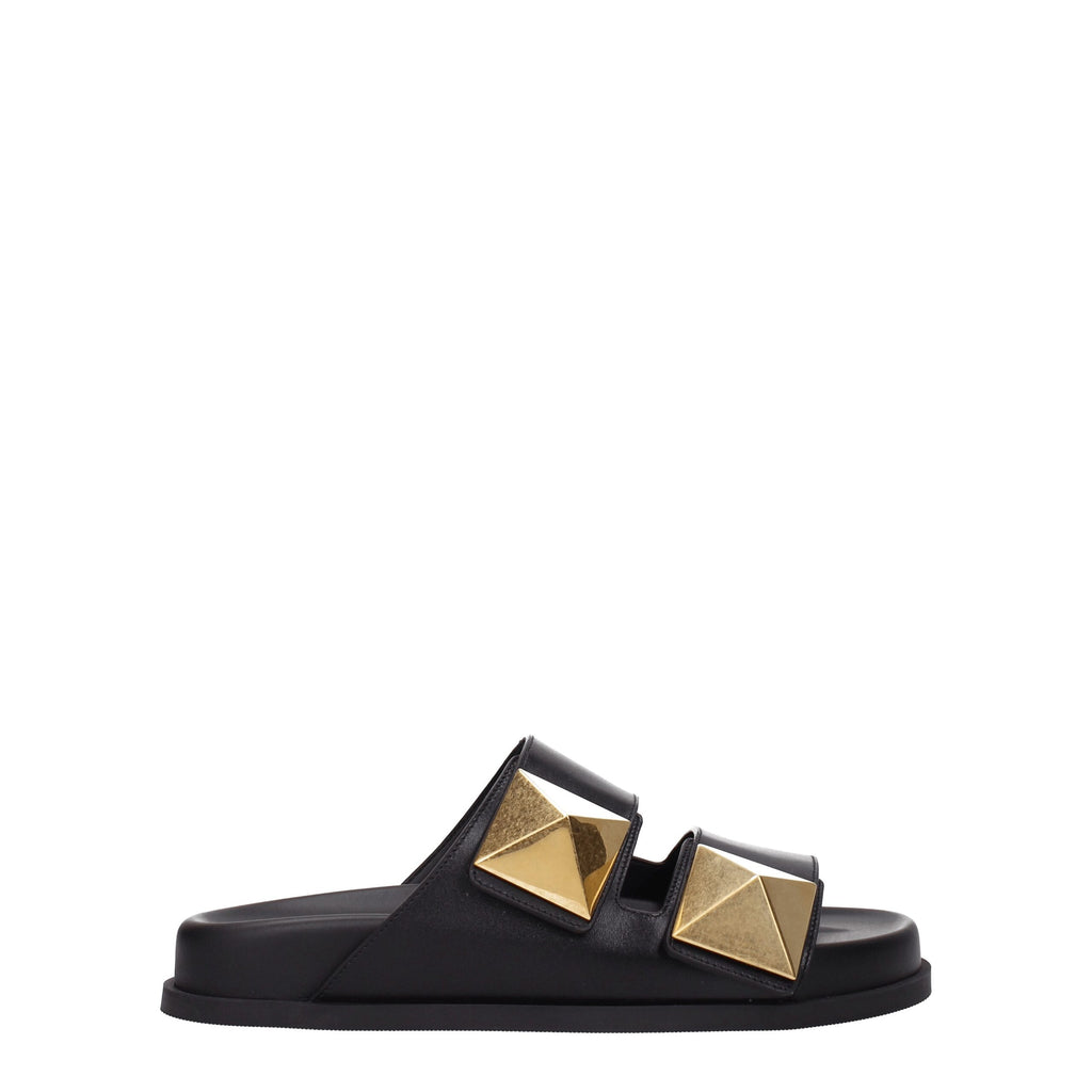 Valentino Garavani Schwarze Leder-Hausschuhe