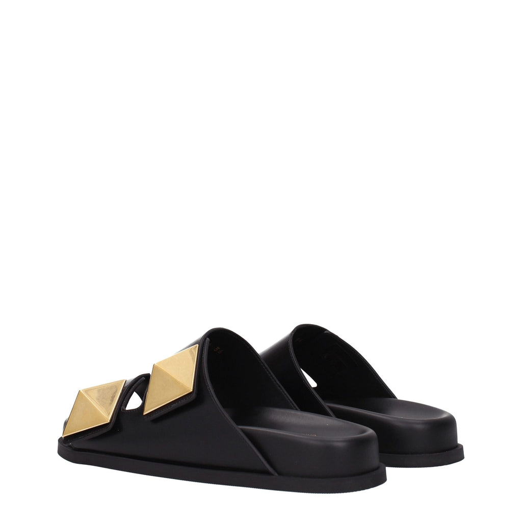 Valentino Garavani Schwarze Leder-Hausschuhe