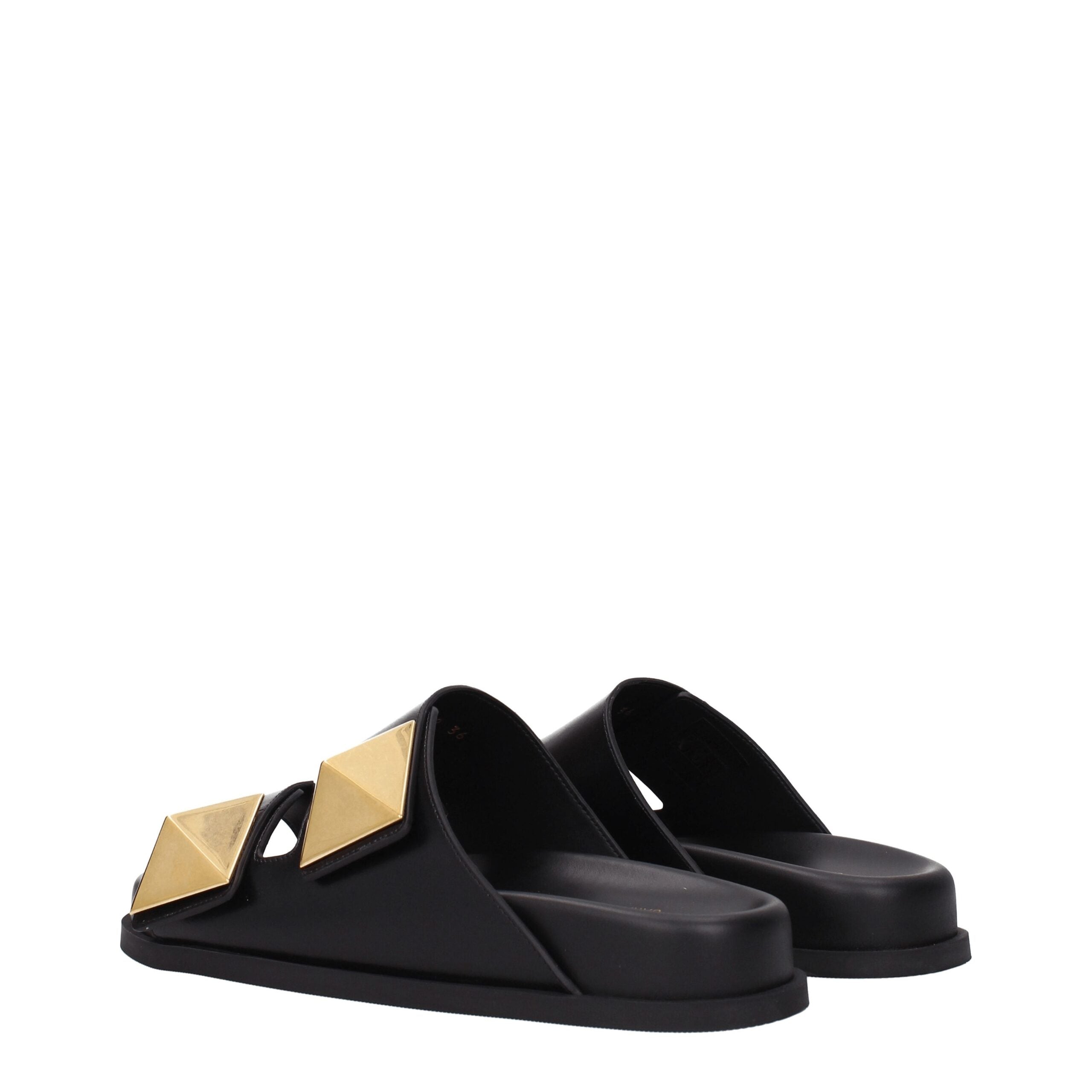Valentino Garavani Schwarze Leder-Hausschuhe