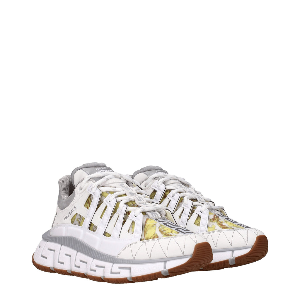 Versace White Leather Sporty Sneakers