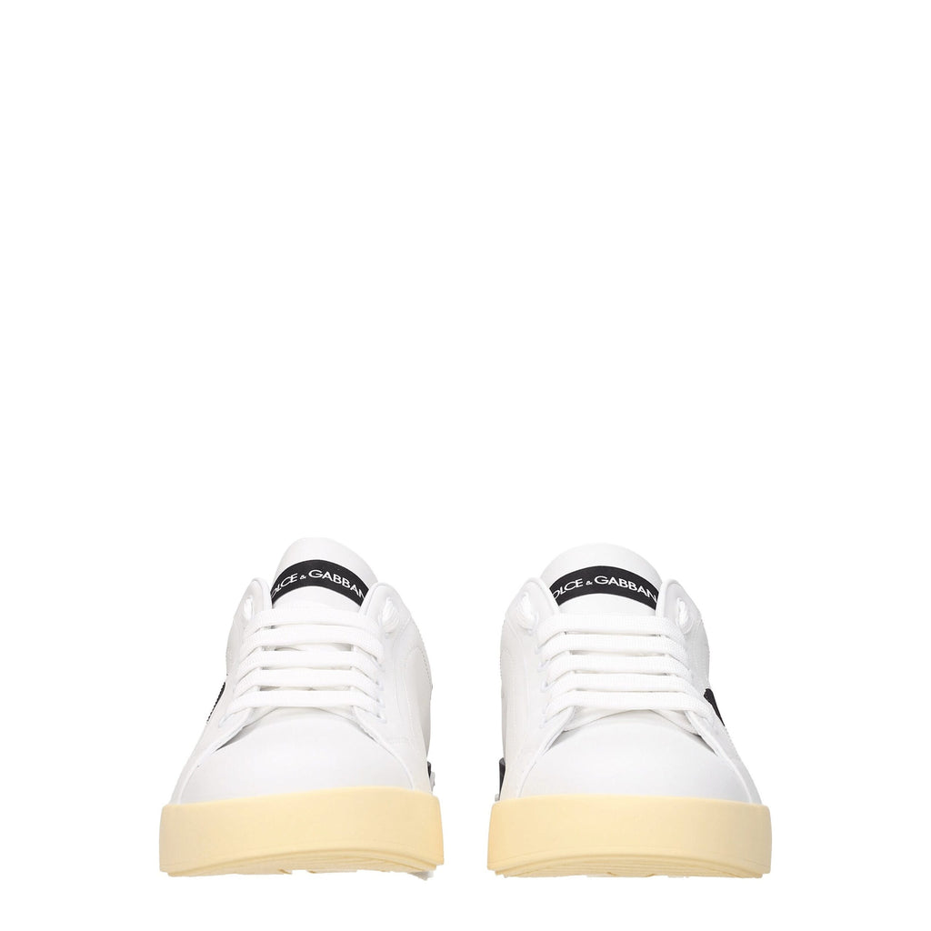 Dolce & Gabbana Weiße Leder-Sneaker mit niedrigem Schaft